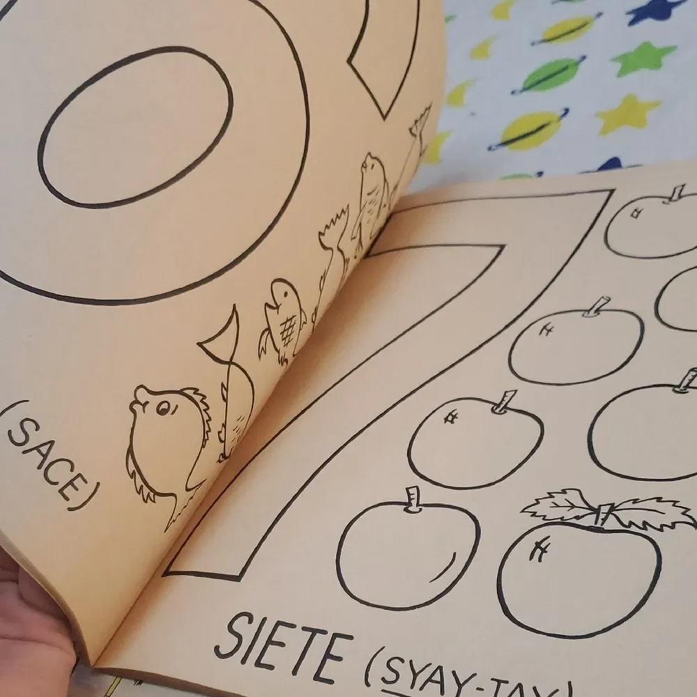 1962 Let's Color in French and Spanish Coloring Books Vintage